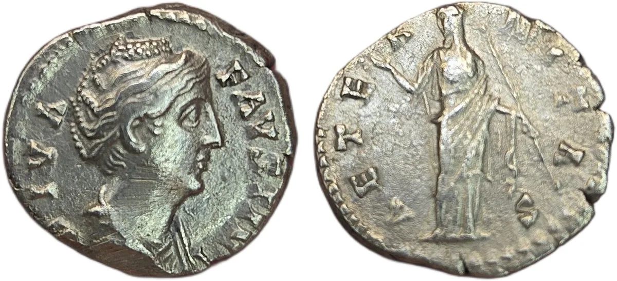 Faustina Senior - Silver Denarius - RIC # III # 344 - A.D. 141 - AETERNITAS