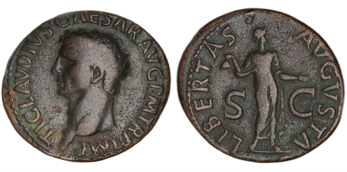 As of Emperor Claudius, struck at Rome 41-54 CE