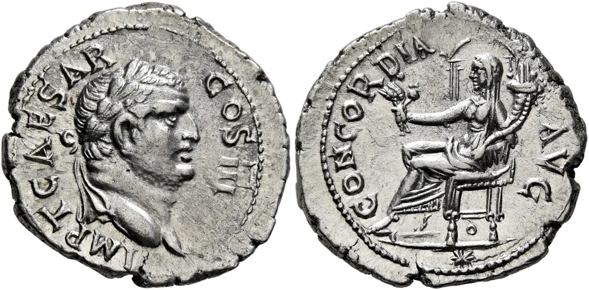Titus as Caesar, AD 69-79. Silver denarius, Ephesus mint, struck under Vespasian