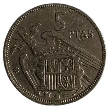 5 Pesetas 1964 (Dated 1957), Copper-nickel, F