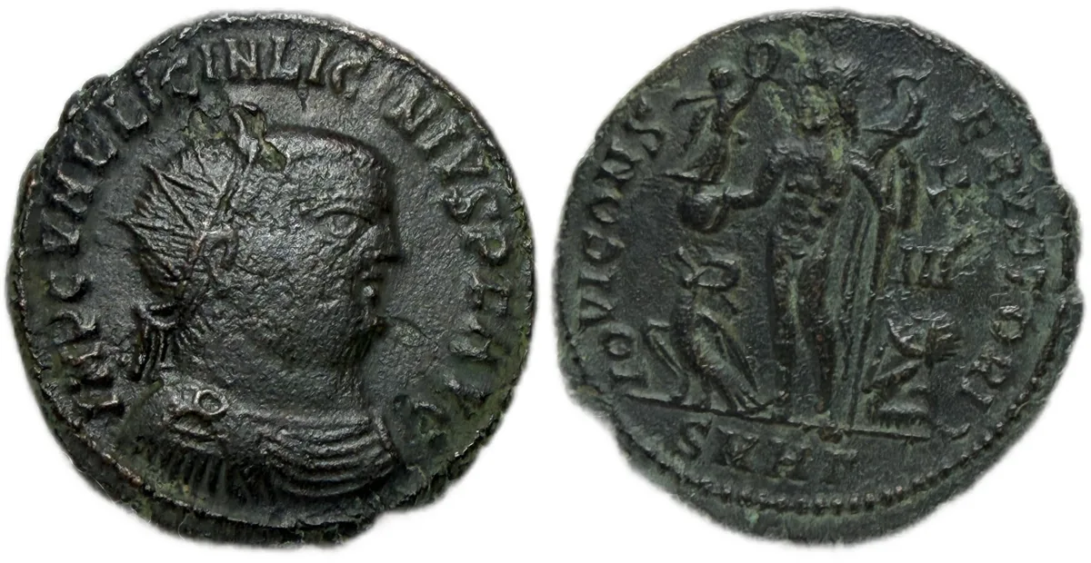 LICINIUS I (308-324). Follis. IOVI CONSERVATORI