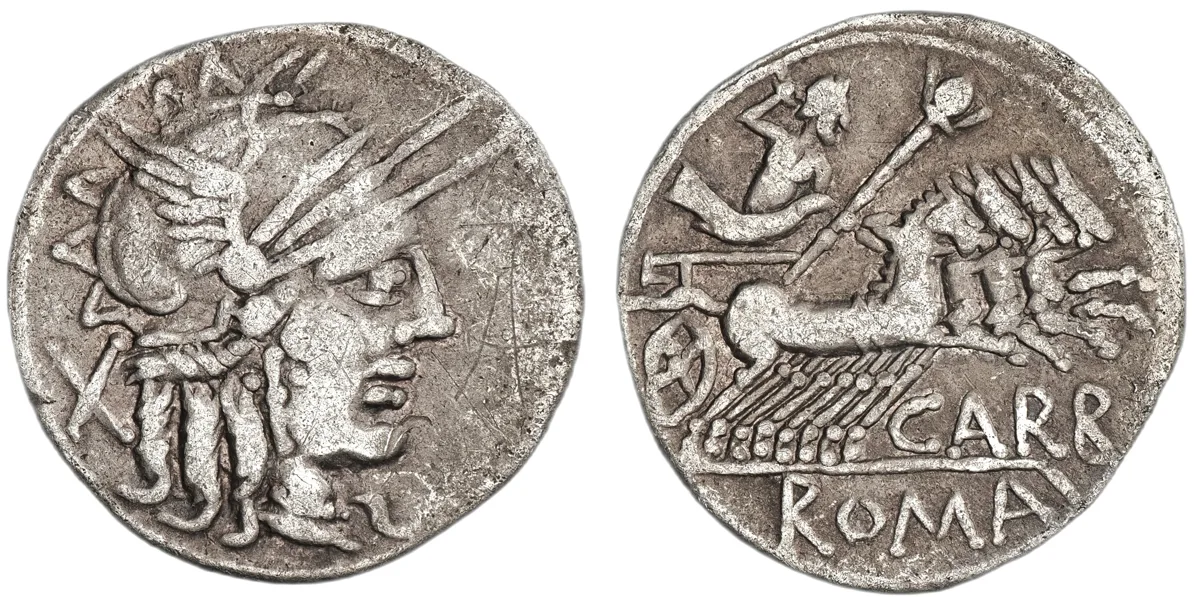 Pap. Carbo, 122 BC, Denarius