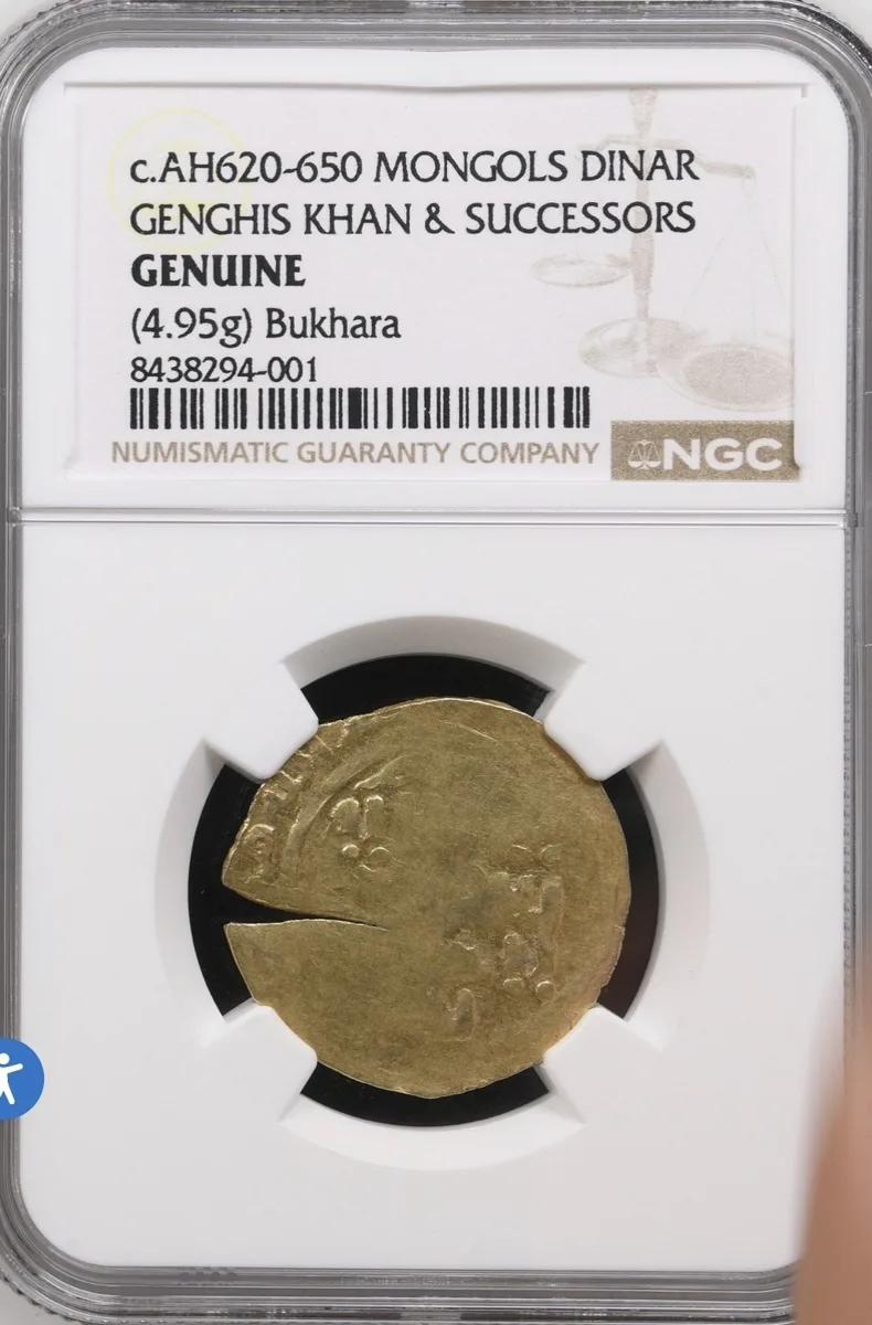 NGC Graded: Genghis Khan Gold Dinar - Bukhara prestige mint