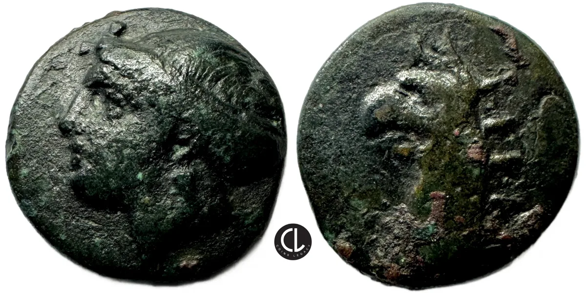 Ionia, Phokaia, AE Circa 3rd Century BC, Female head (Aphrodite?) / Griffin’s head - RR