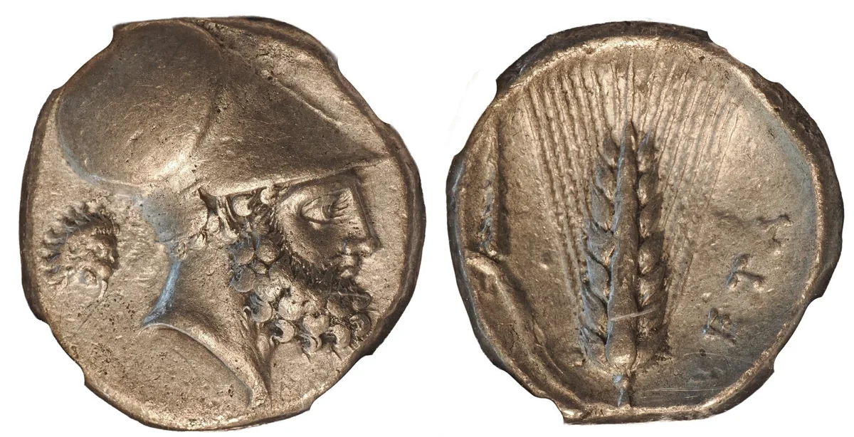 Lucania. Metapontion. Fine Style Silver Stater, ca, 340-330 BC