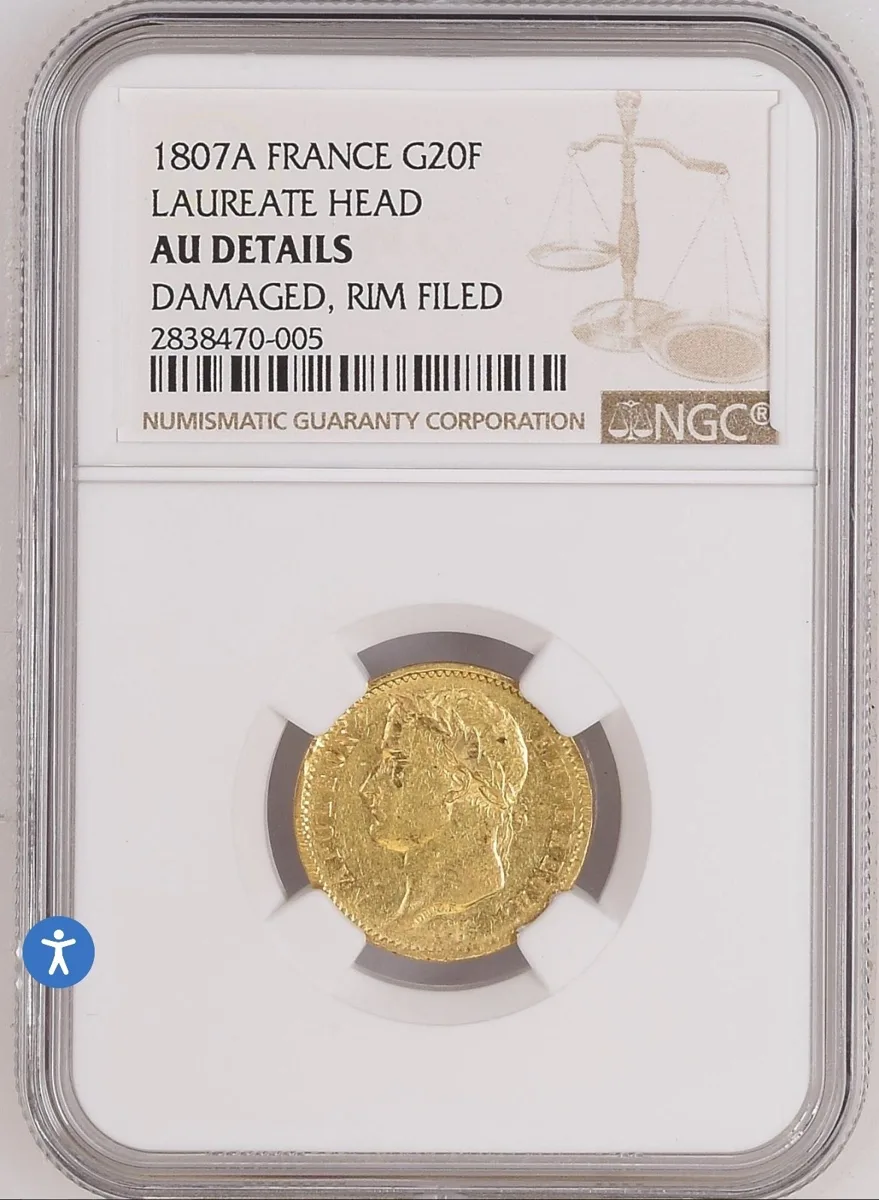 Napoleon Bonaparte; 20 francs ; NGC AU