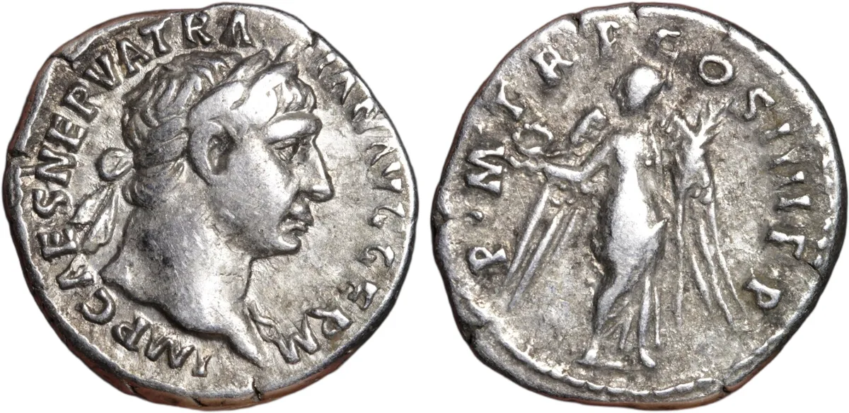Trajan Silver Denarius 101AD Victory Reverse