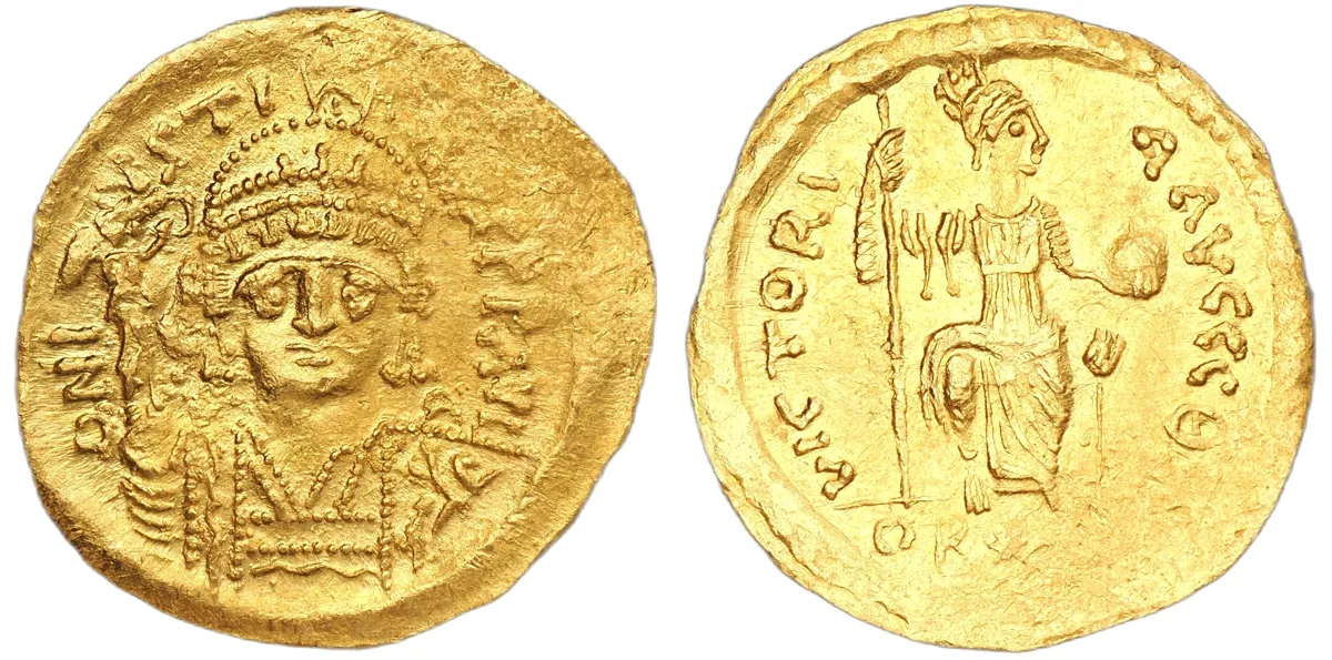 Justin II, 565-578. AV Light Weight Solidus of 22 Siliqua