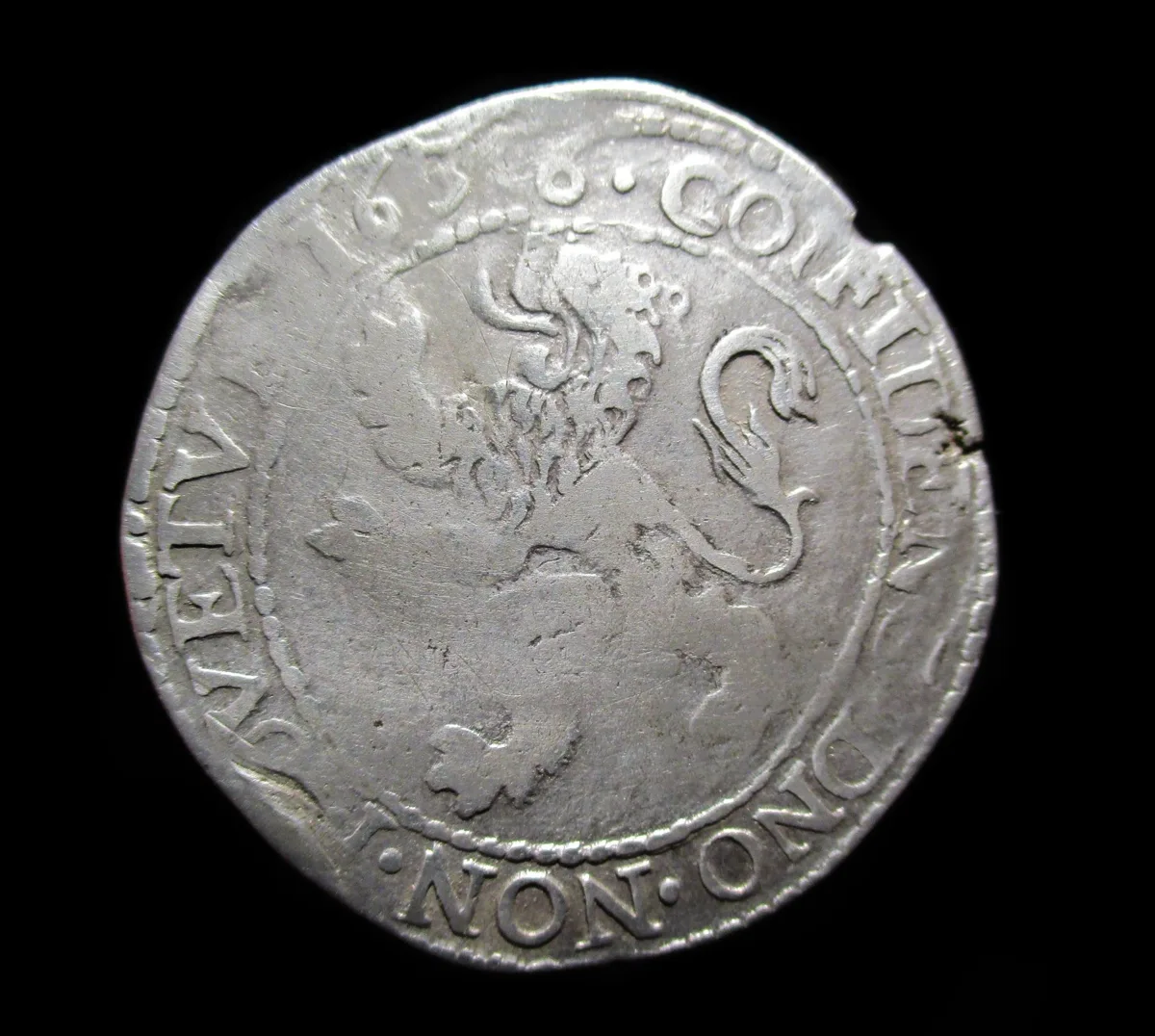 Shipwreck coin,NETHERLANDS. Zwolle 1636 1/2 Lion Daalder