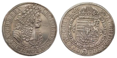 AUSTRIA. Holy Roman Empire. Leopold I, Emperor, 1658-1705. Taler 1682 Silver, 42 mm, 28.43 g, 12 h), Hall.