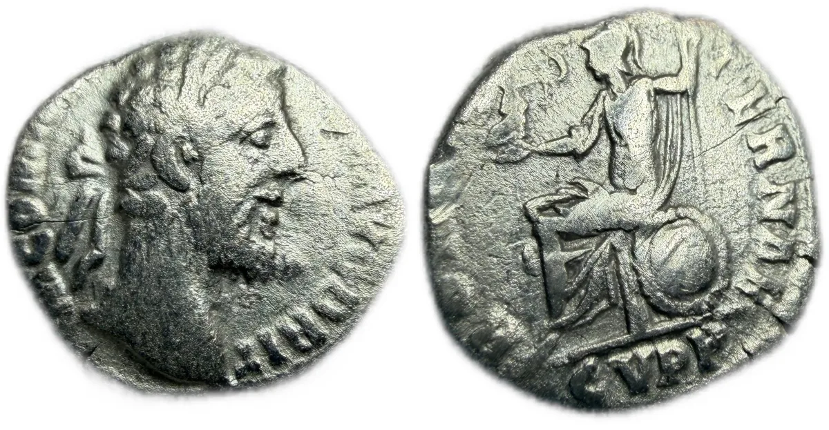 COMMODUS.(177-192).Rome. Denarius Roma seated