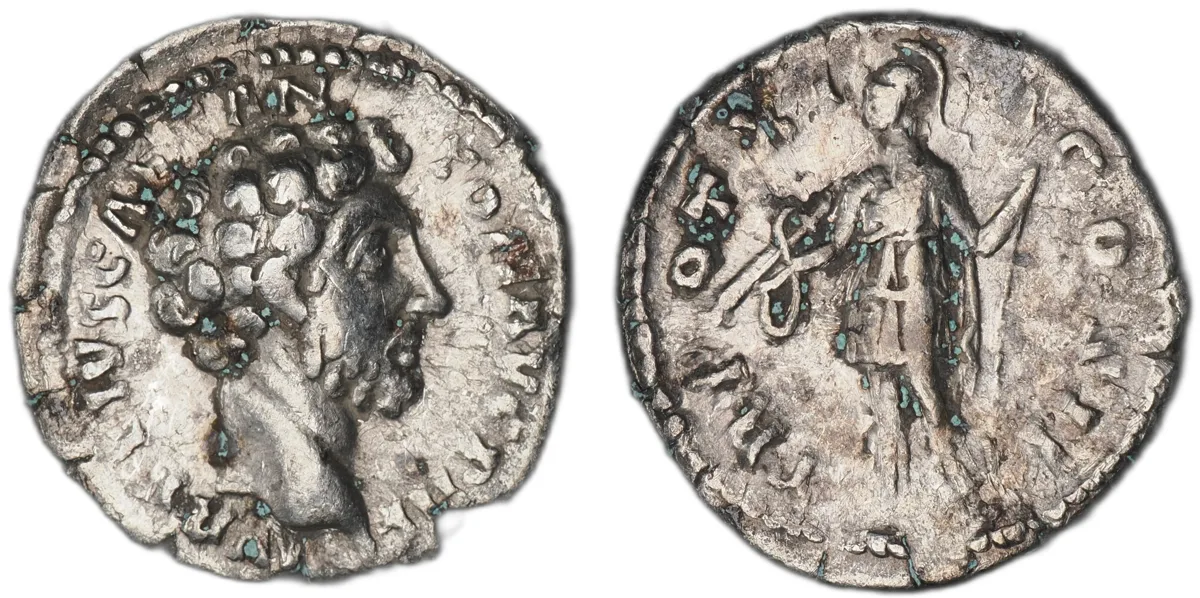 Marcus Aurelius as Caesar AR Denarius, Rome, AD 155-156, Virtus RIC III 468