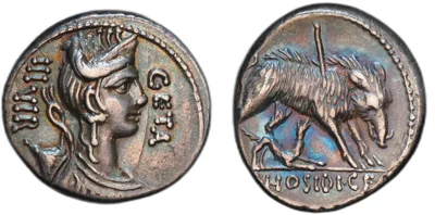 C. Hosidius C.f. Geta. 64 BC. AR Denarius