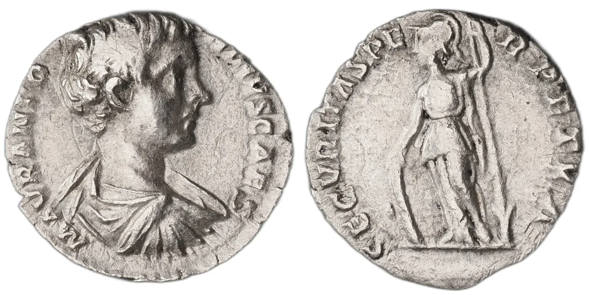 Caracalla as Caesar, silver, struck at Rome under Septimius Severus, AD 196-197