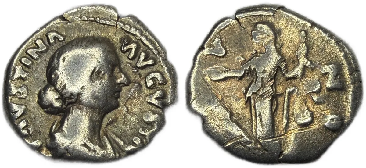 Faustina II and Juno Denarius