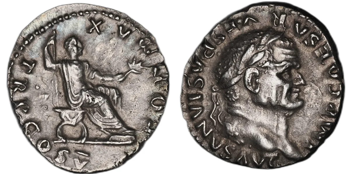 Vespasian Denarius, 69-79, struck at Rome in 74 CE