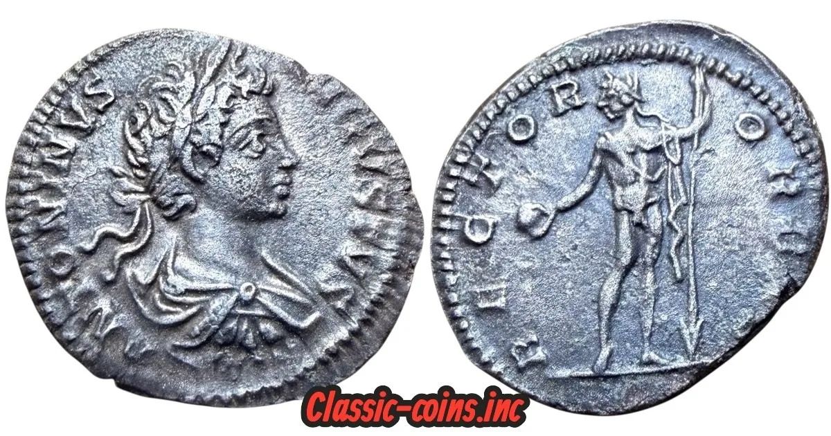 Caracalla 198-217AD AR Denarius Rome. Rector Orbis