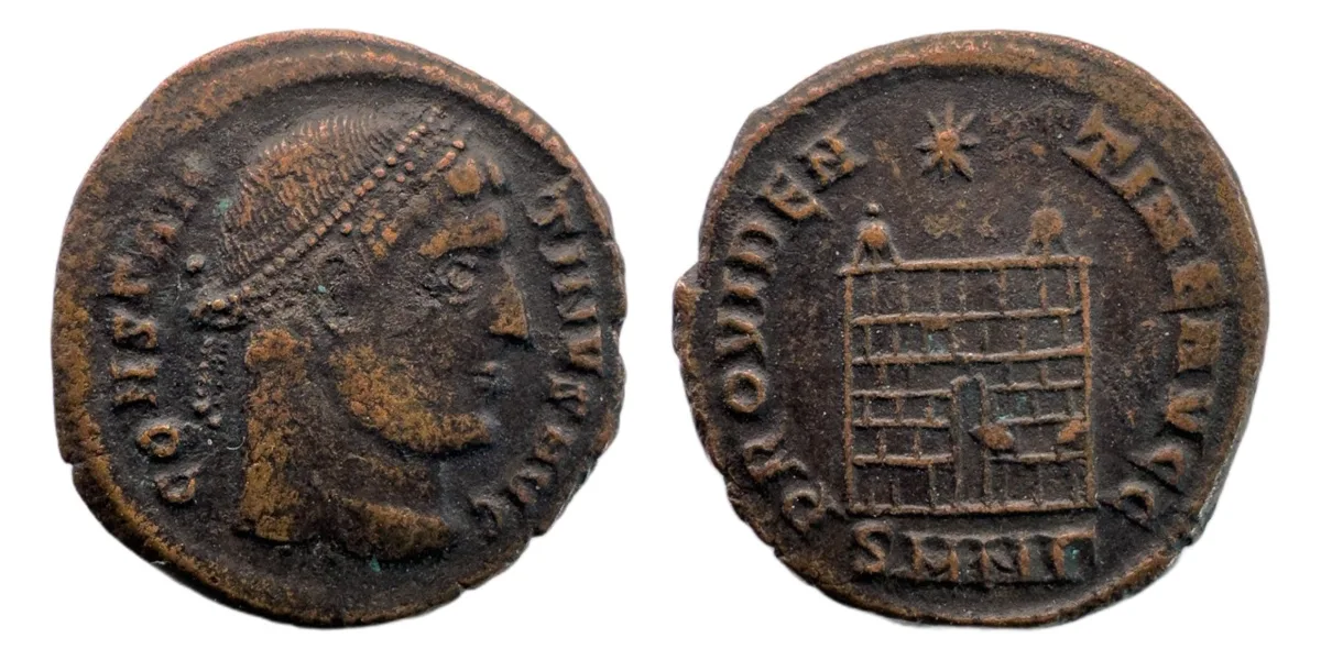 Constantine I — Follis, PROVIDENTIAE AVGG, Nicomedia, AE AE2