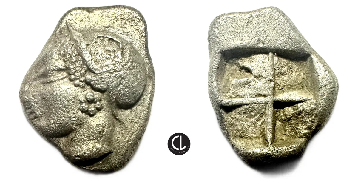 Ionia, Phokaia, AR Diobol, Circa 521-478 BC, Nymph / Quadripartite
