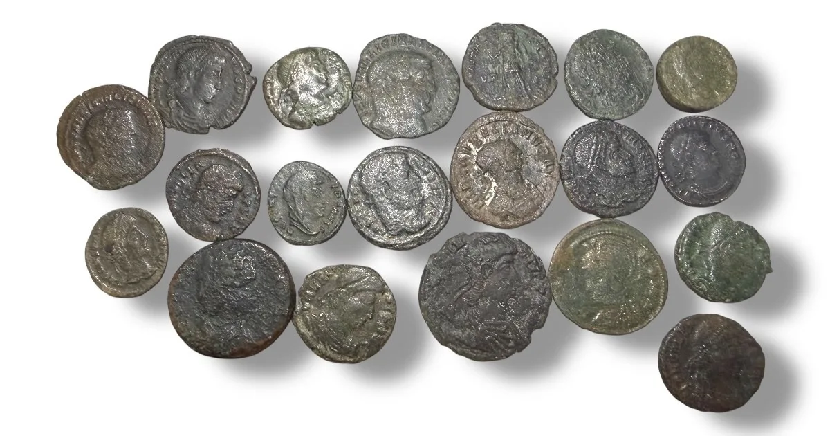 Twenty late Roman coins.