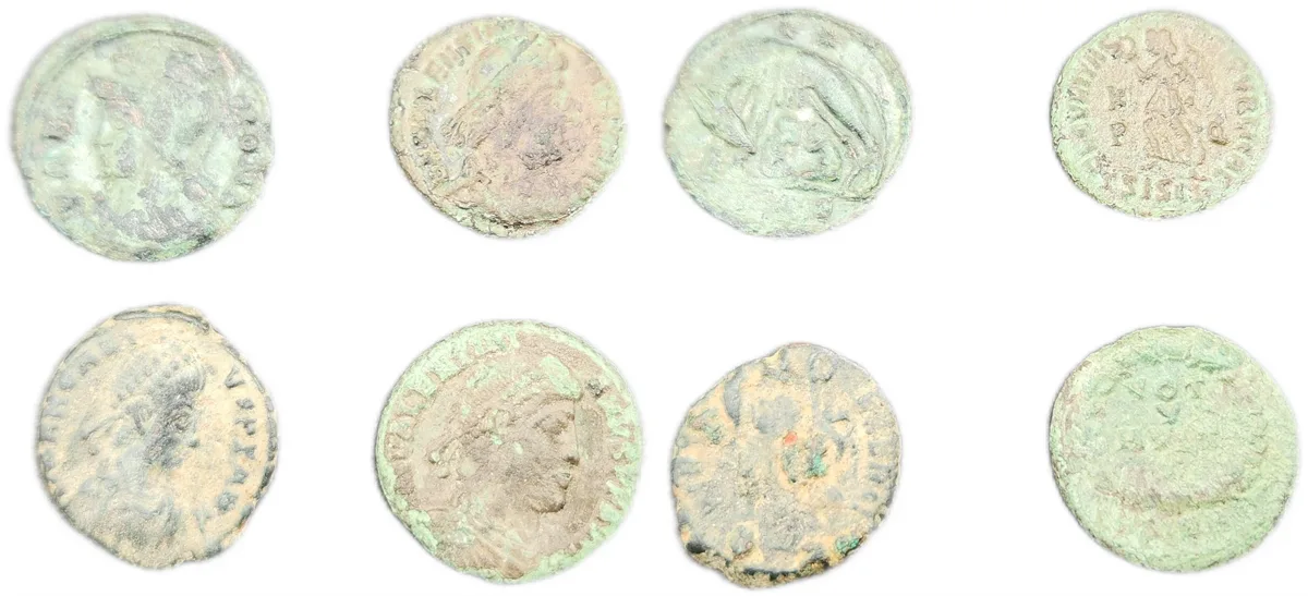 4 Late Roman Bronze coins, Constantinian, Theodosian, etc.
