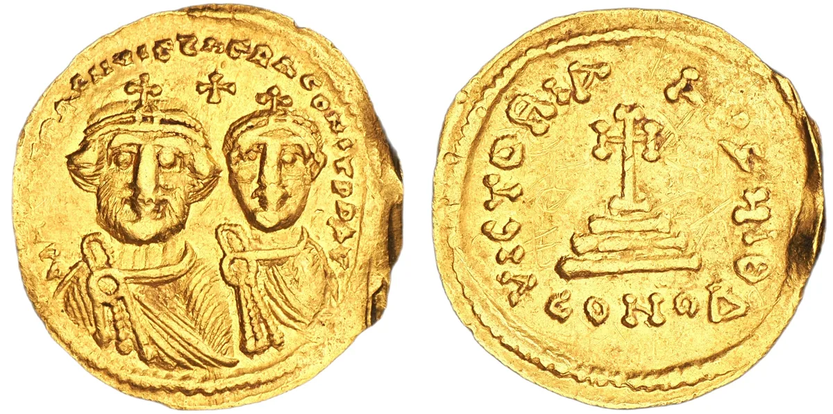 Heraclius with Heraclius Constantine, 616-625. AV Solidus, Constantinople.