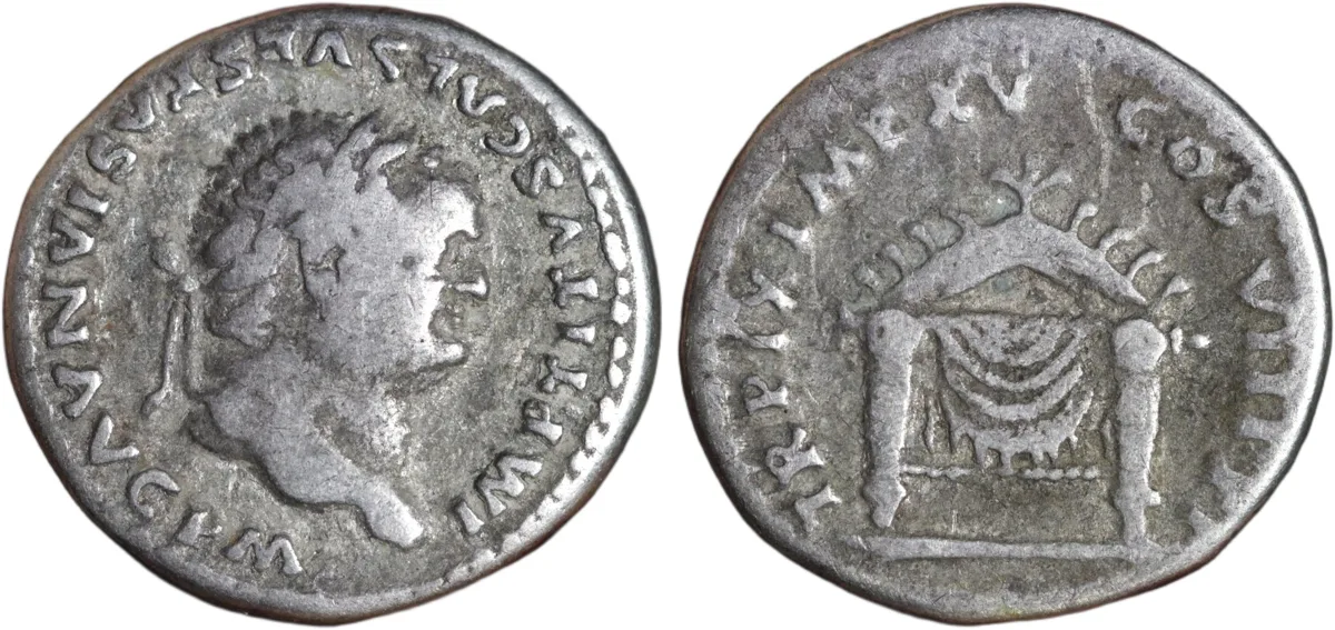 Titus Silver Denarius 80AD Draped Seat Reverse