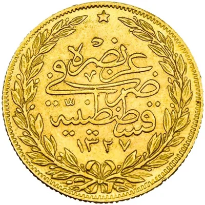 Ottoman Empire: Gold 100 Kurush – Sultan Mehmed V Reşad – 1327 AH