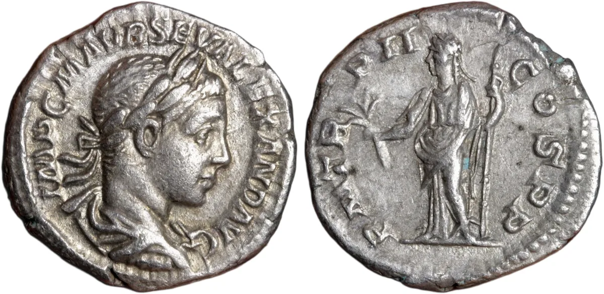 Severus Alexander Silver Denarius 223AD Pax Reverse