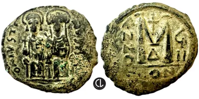Justin II with Sophia, AE Follis, Cyzicus Mint, RY 8 = 572/3 AD
