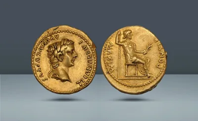 Roman Empire, Gaul. Tiberius, 14-37 AD  Lugdunum, c. 14 AD