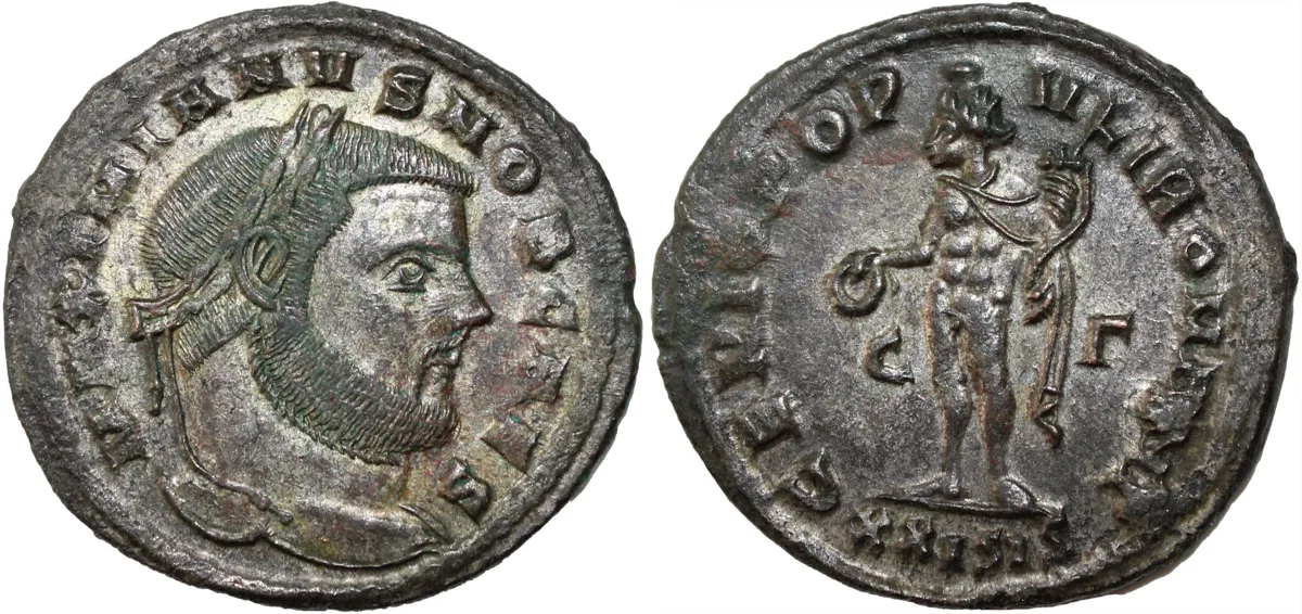 Nummus of Galerius as Caesar (AE1), Siscia, 300 AD
