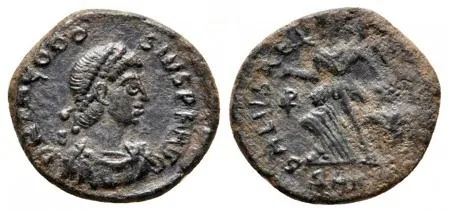 Theodosius I - A.D. 388-392 - AE Follis - SALVS REIPVBLICAE - RIC IX 26b