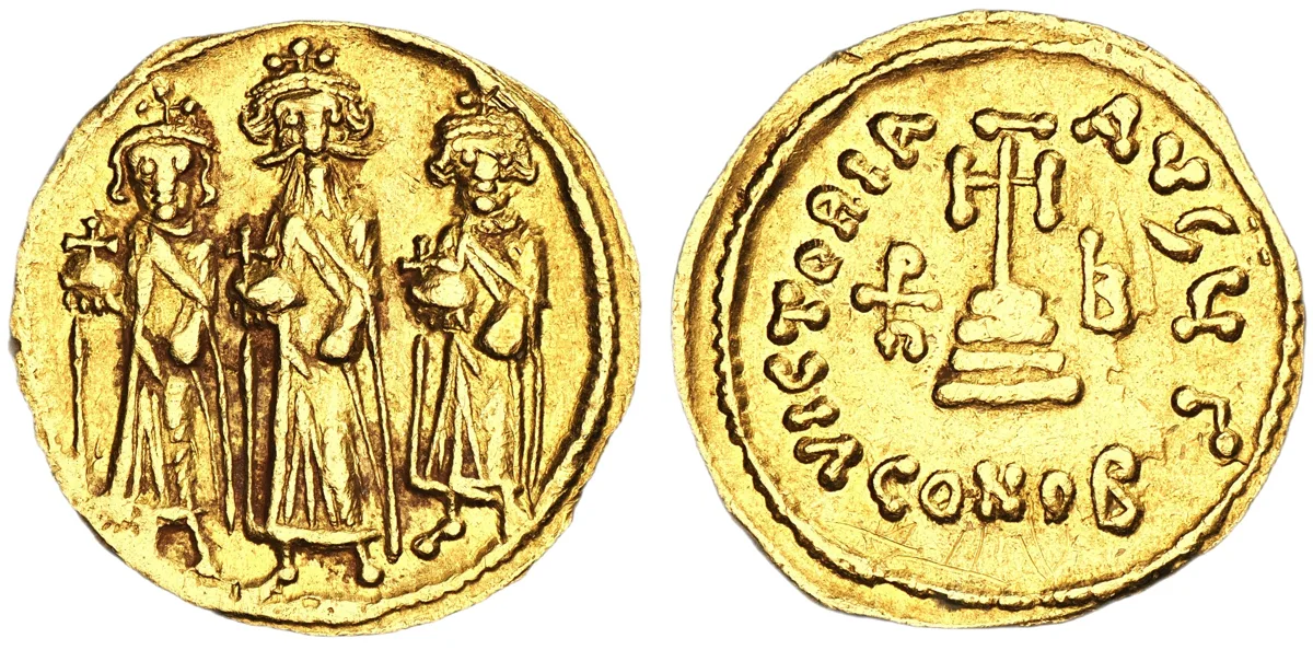 Heraclius, Heraclius Constantine, and Heraclonas, 639. AV Solidus, Const.