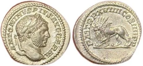 Caracalla Radiate Lion AR Denarius