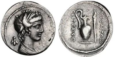 M. Plaetorius Cestianus, 57 BC, Denarius