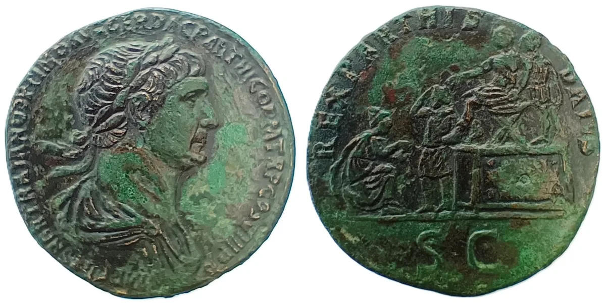 Trajan Æ Sestertius. Rome, AD 116-117.
