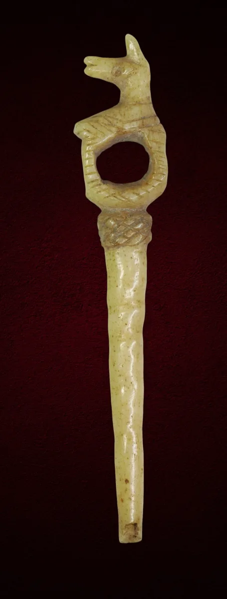 Roman Provincial Bone Hairpin with Horse Finial, 1st–3rd century AD