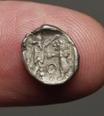 PHOENICIA, Sidon c.401-365BC Persian king fights lion / galley with oars