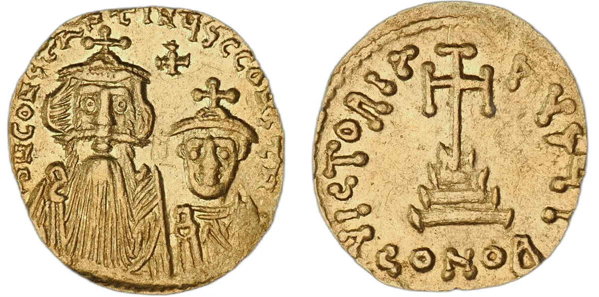 BYZANTINE EMPIRE. Constans II, with Constantine IV, 641–668. AV Solidus