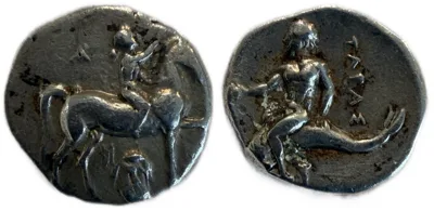 Calabria, Tarentum. AR Didrachm or Nomos.