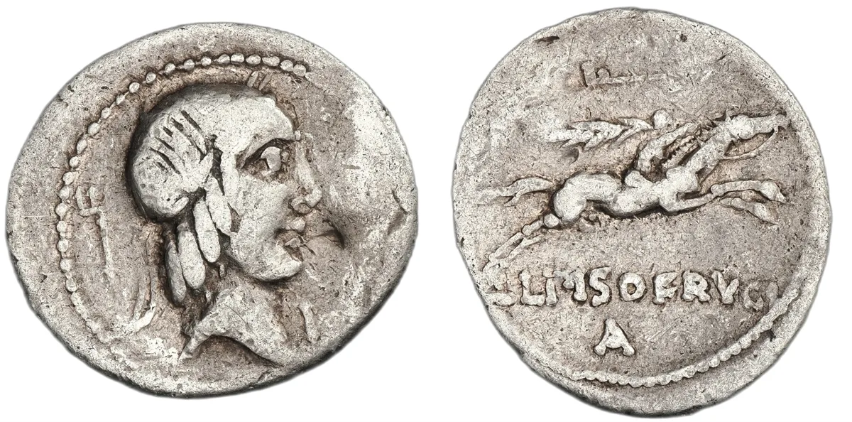 L. Calpurnius Piso Frugi, 90-89 BC, Denarius