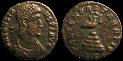 Roman Constans (Struck 348-350 AD) AE 17.8mm 2.29gm Siscia Mint, Pheonix radiate