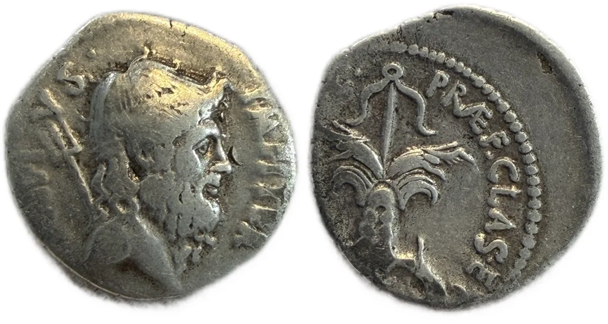 The Pompeians. Sextus Pompey. 37/6 BC. AR Denarius