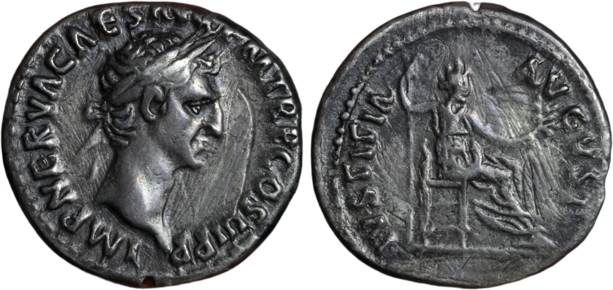 Nerva Silver Denarius 97AD Justitia Reverse
