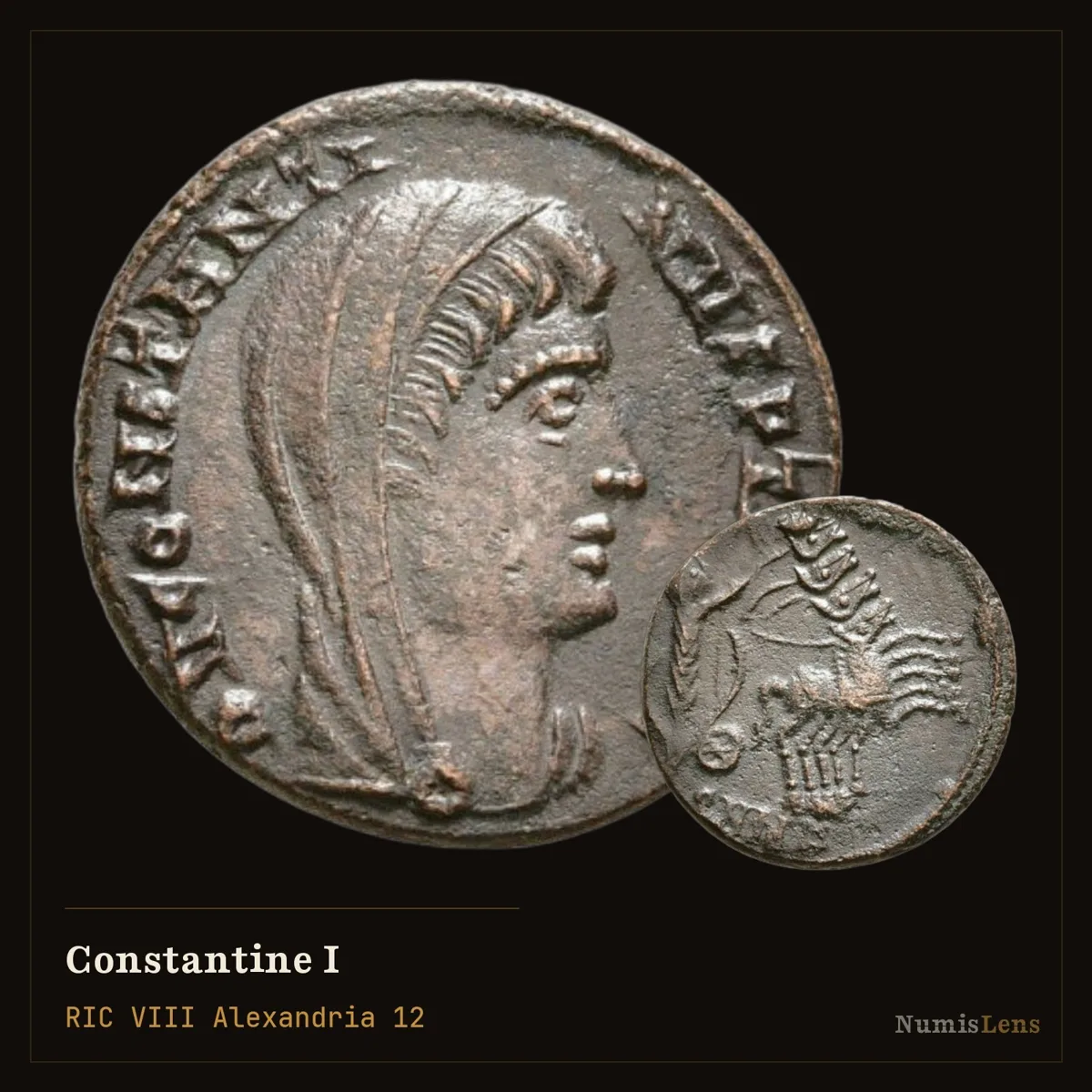Constantine I — Nummus, Quadriga & Hand of God, Alexandria