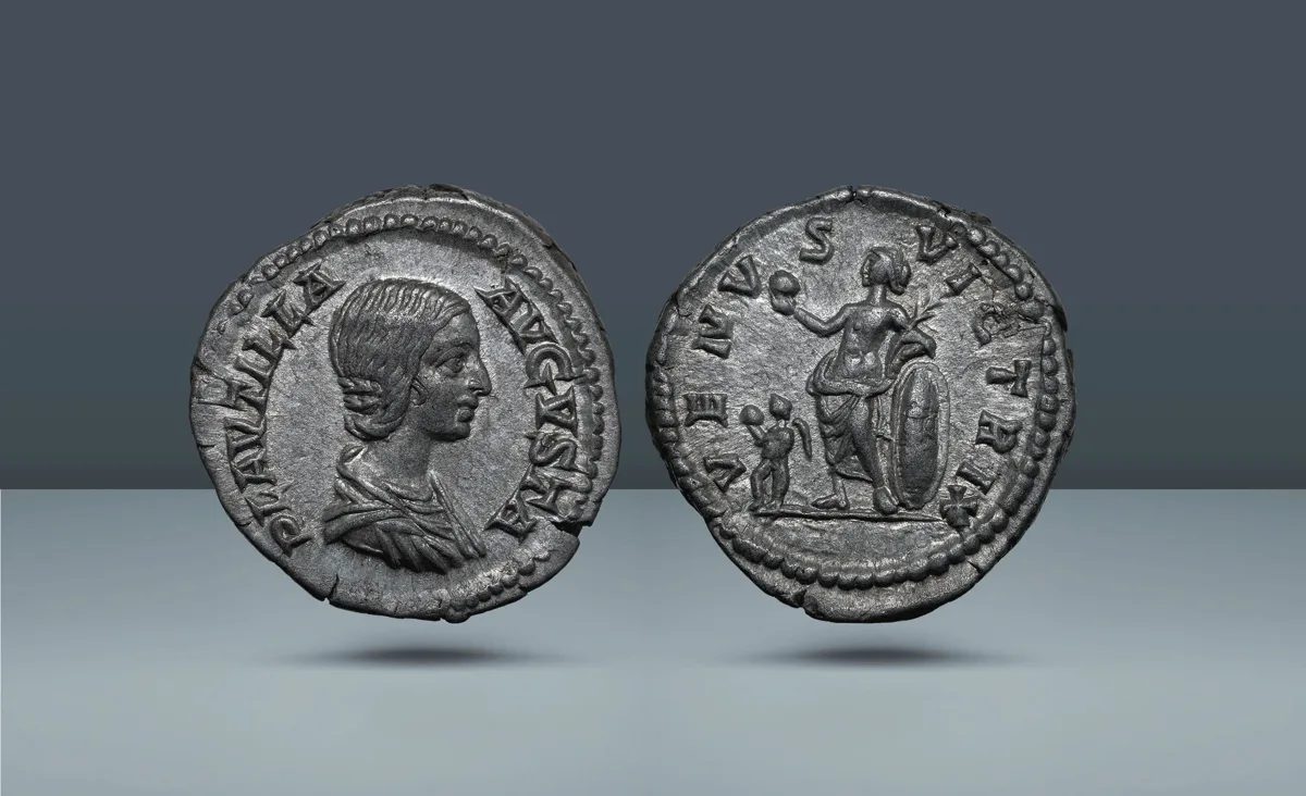 Roman Empire, Italy. Plautilla as Augusta (Struck under Septimius Severus and Caracalla), 202 - 205 AD  Rome, c. 202 - 203 AD