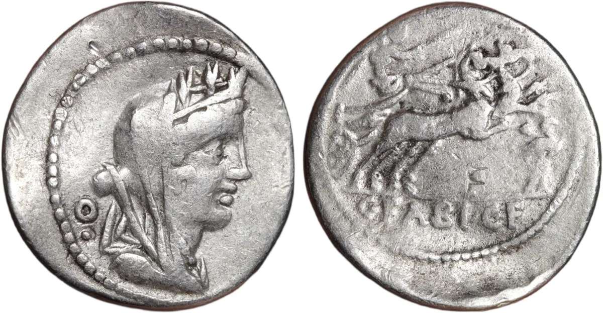 Roman Republic Silver Denarius 102BC C. Fabius C.f. Hadrianus