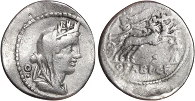 Roman Republic Silver Denarius 102BC C. Fabius C.f. Hadrianus