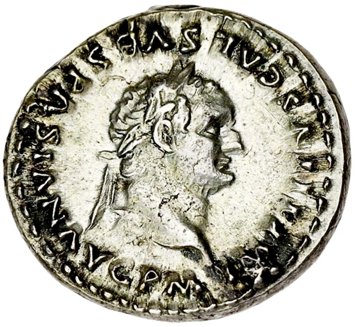 80 AD Imperial Rome, Titus AR Denarius, altar with dolphin EF and scarce